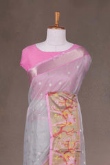 Grey cotton Kota saree with elegant traditional design