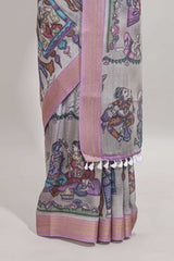 Grey elegant border saree
