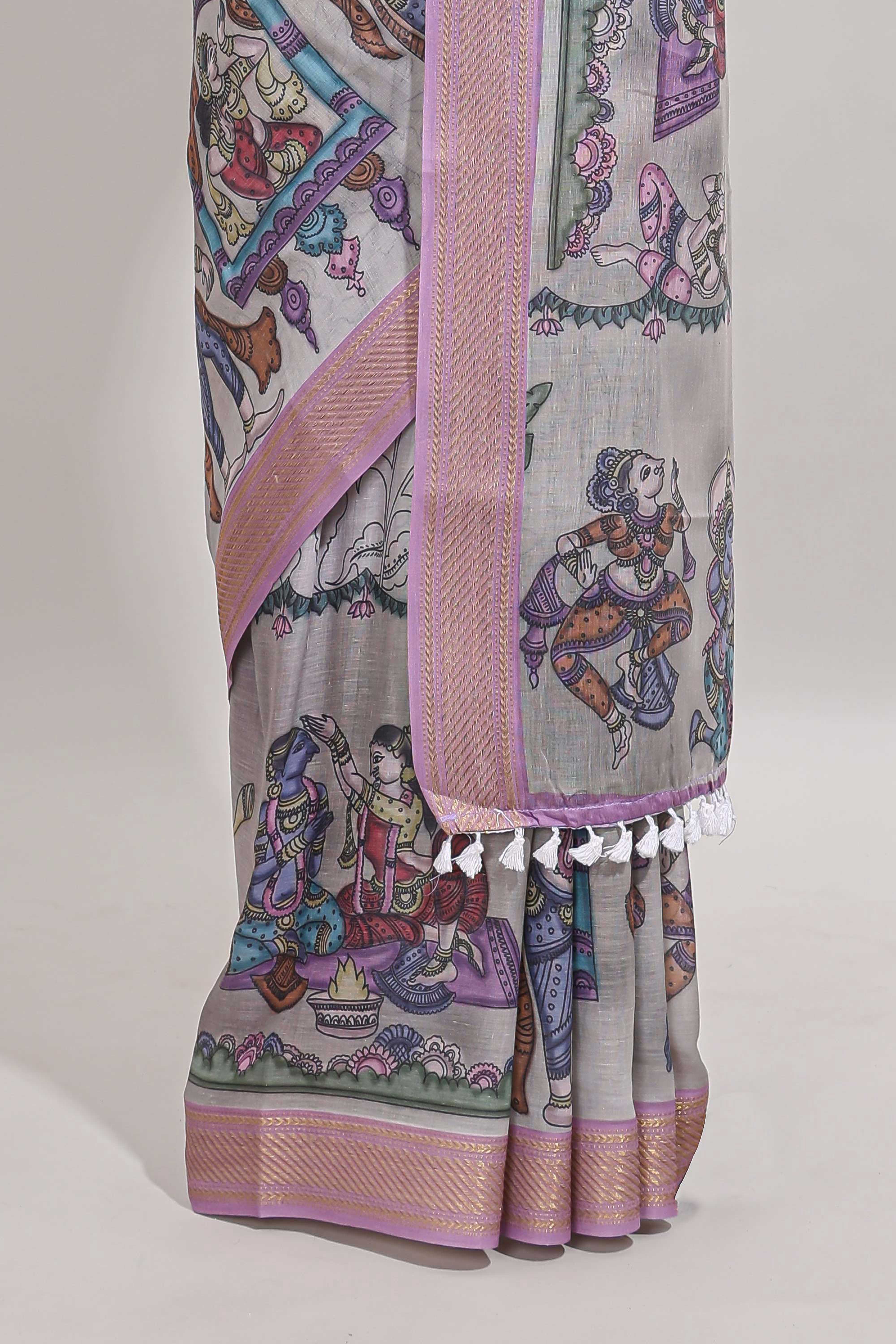 Grey elegant border saree