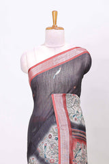 Grey elegant linen cotton saree