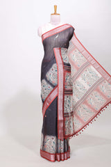 Grey festive printed saree