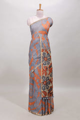 Grey linen cotton saree