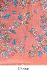 Grey petal motif linen saree