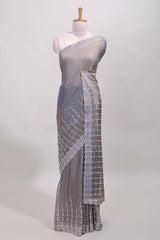 Grey scallop border saree