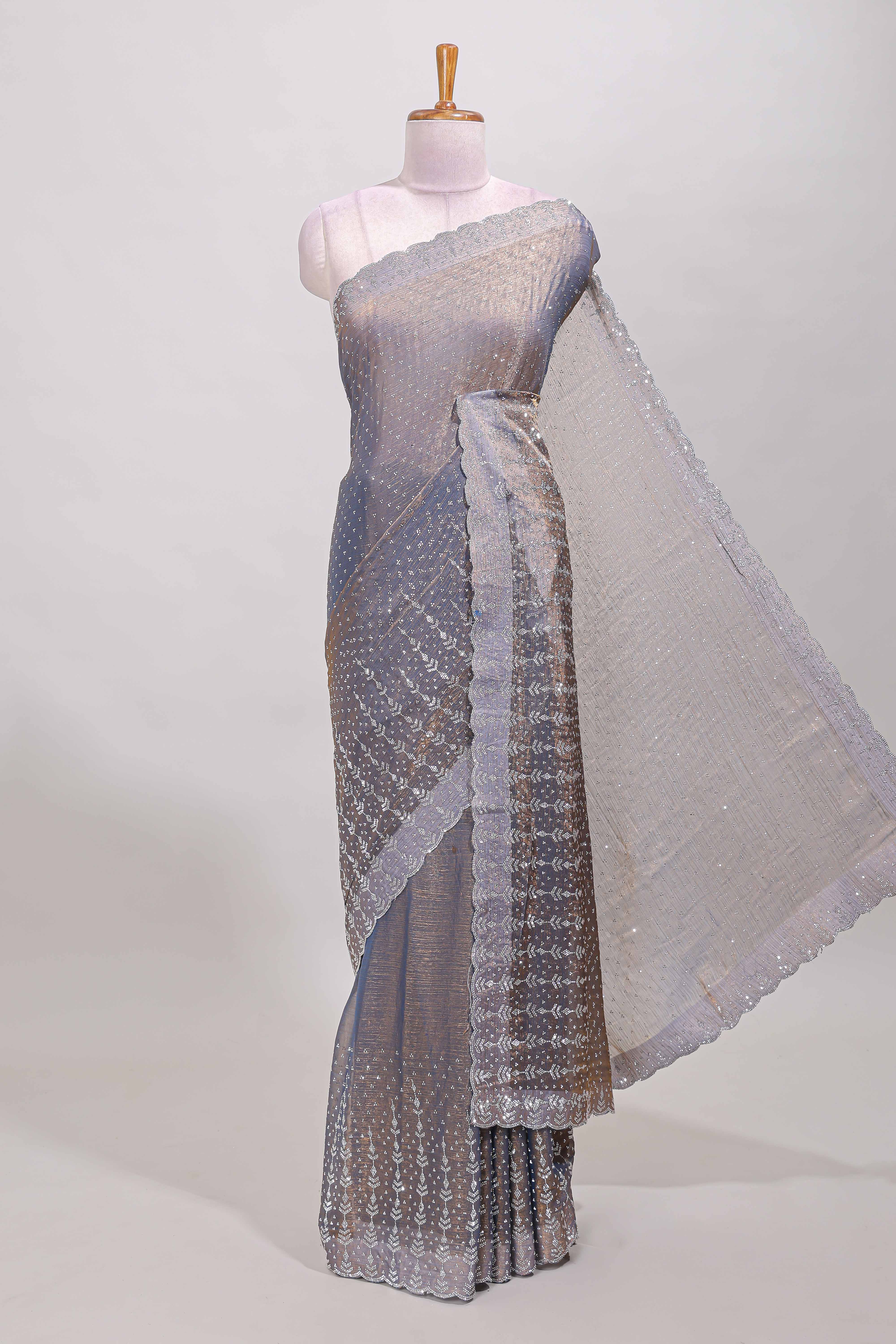 Grey stone designer saree