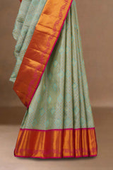 Grey zari woven silk saree
