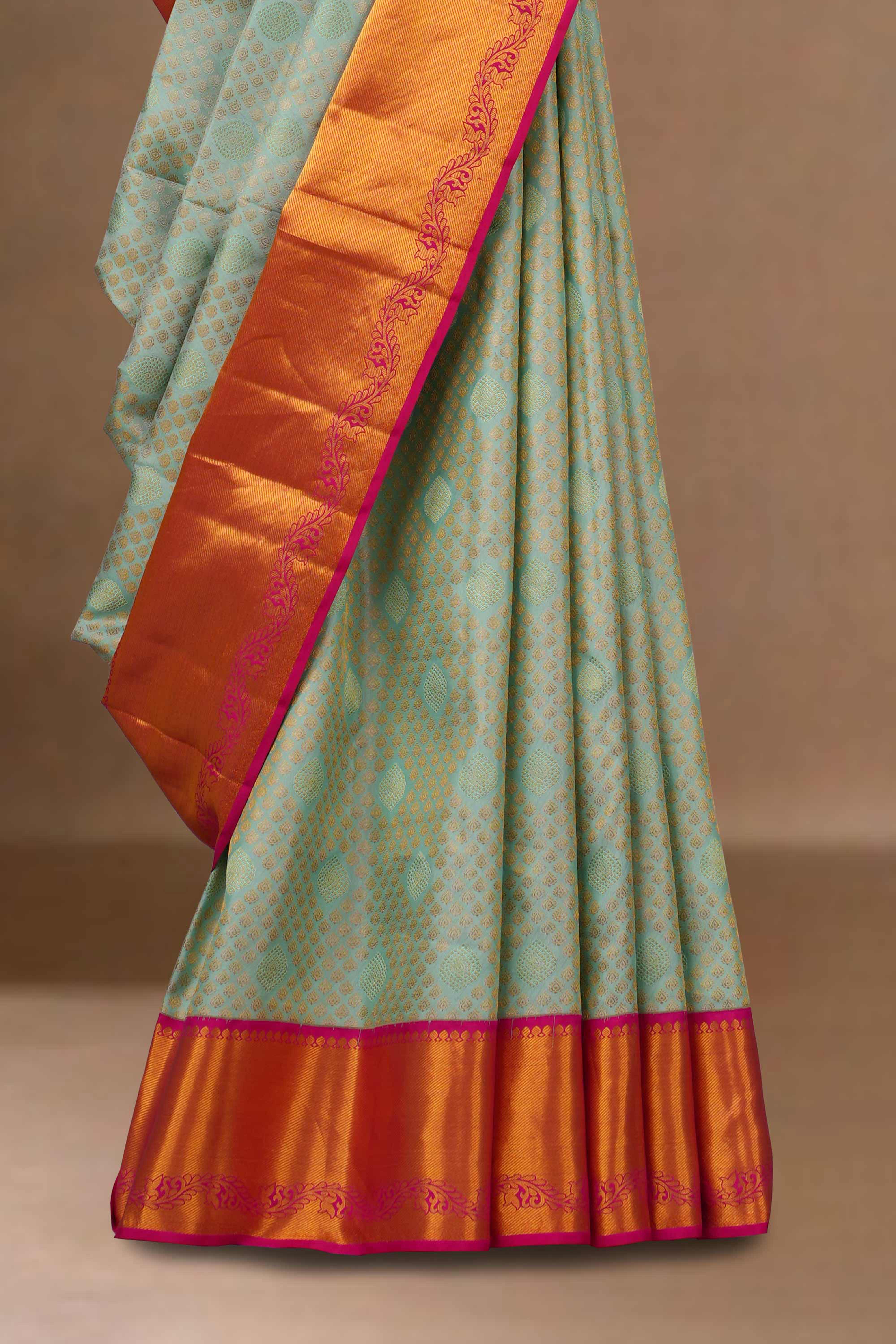 Grey zari woven silk saree