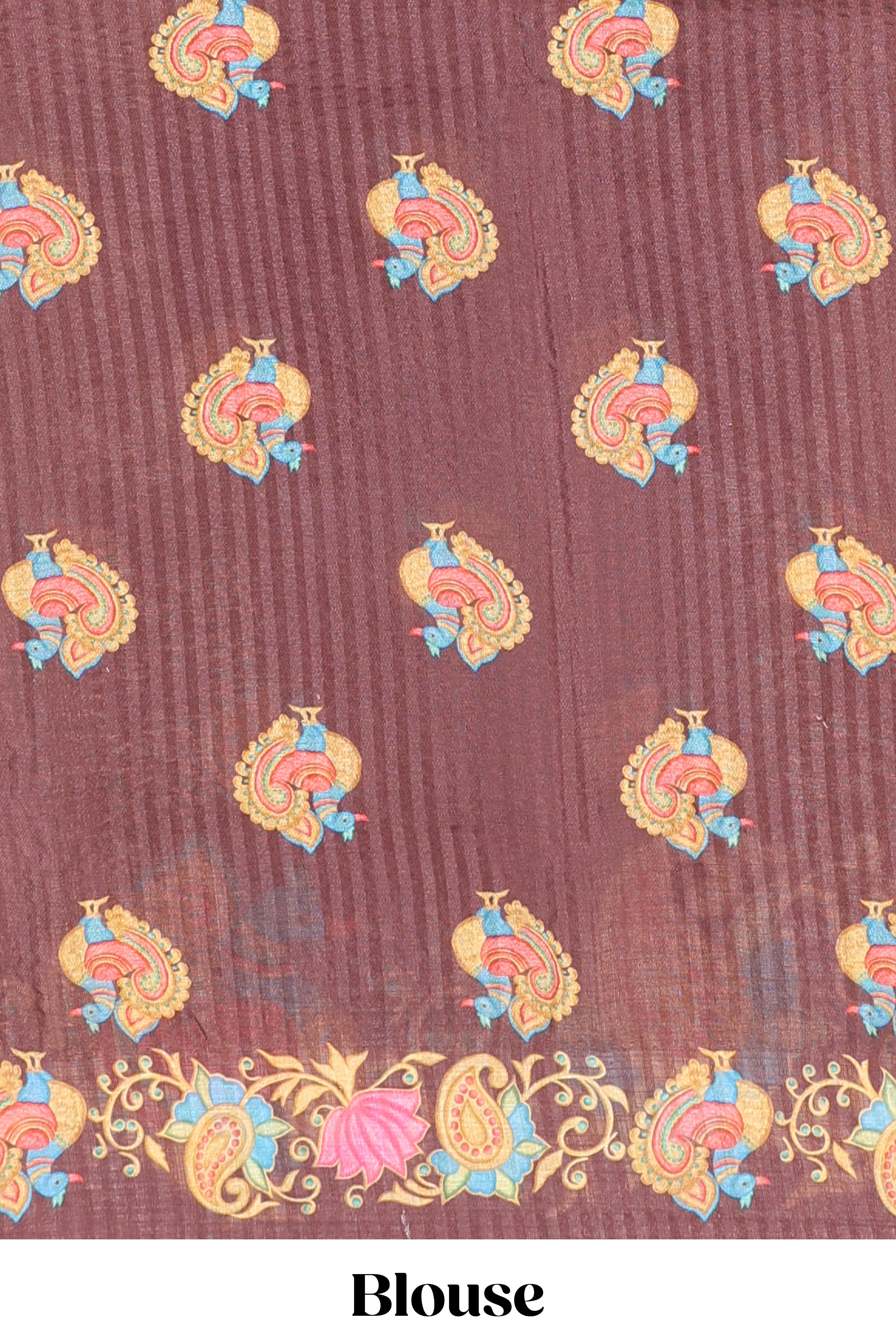 Heritage inspired brown linen saree