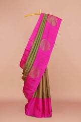Hot pink pure silk saree