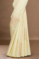 Ivory zari checks silk saree