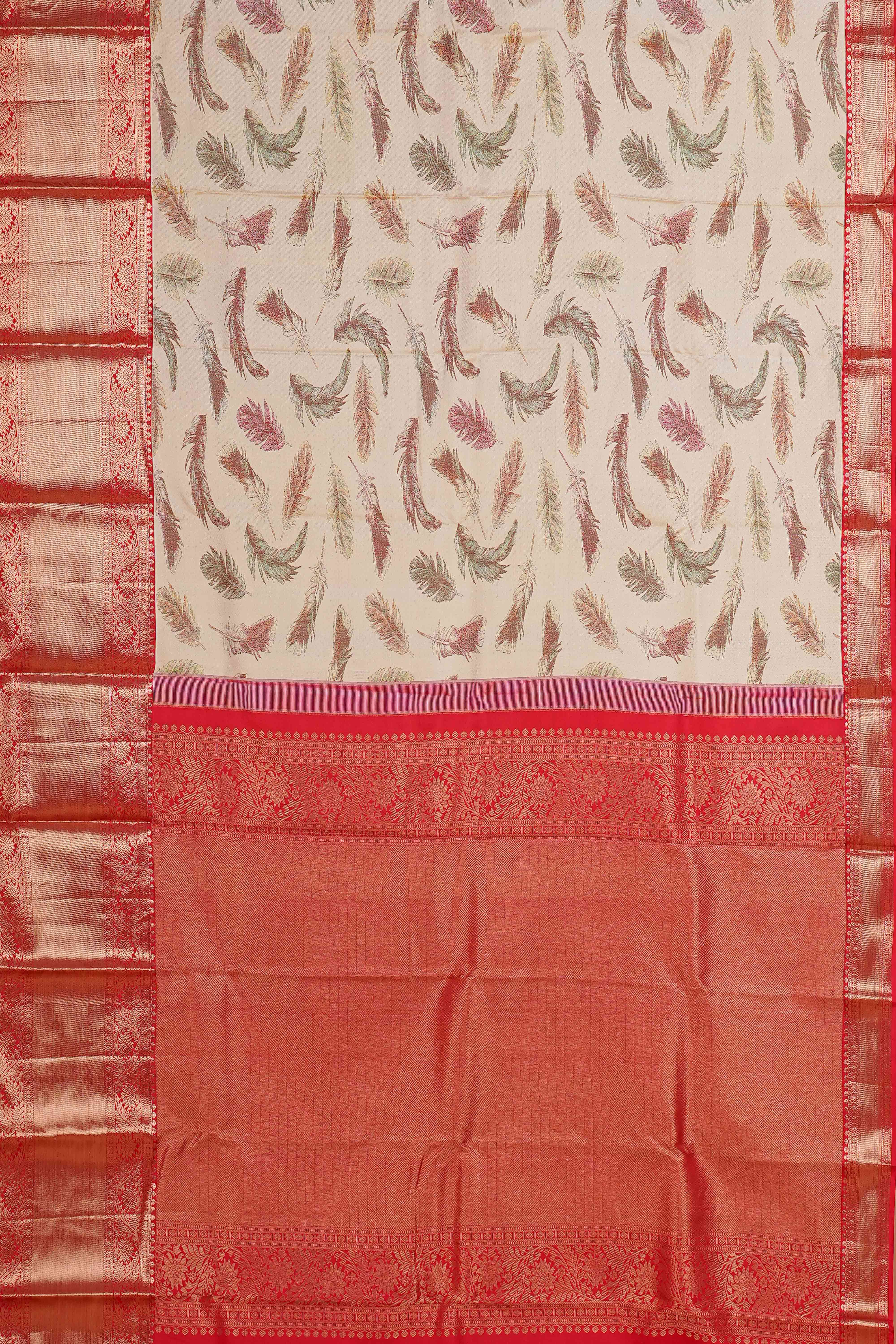 Ivory zari silk saree