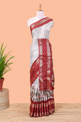 Kalamkari floral crane accents