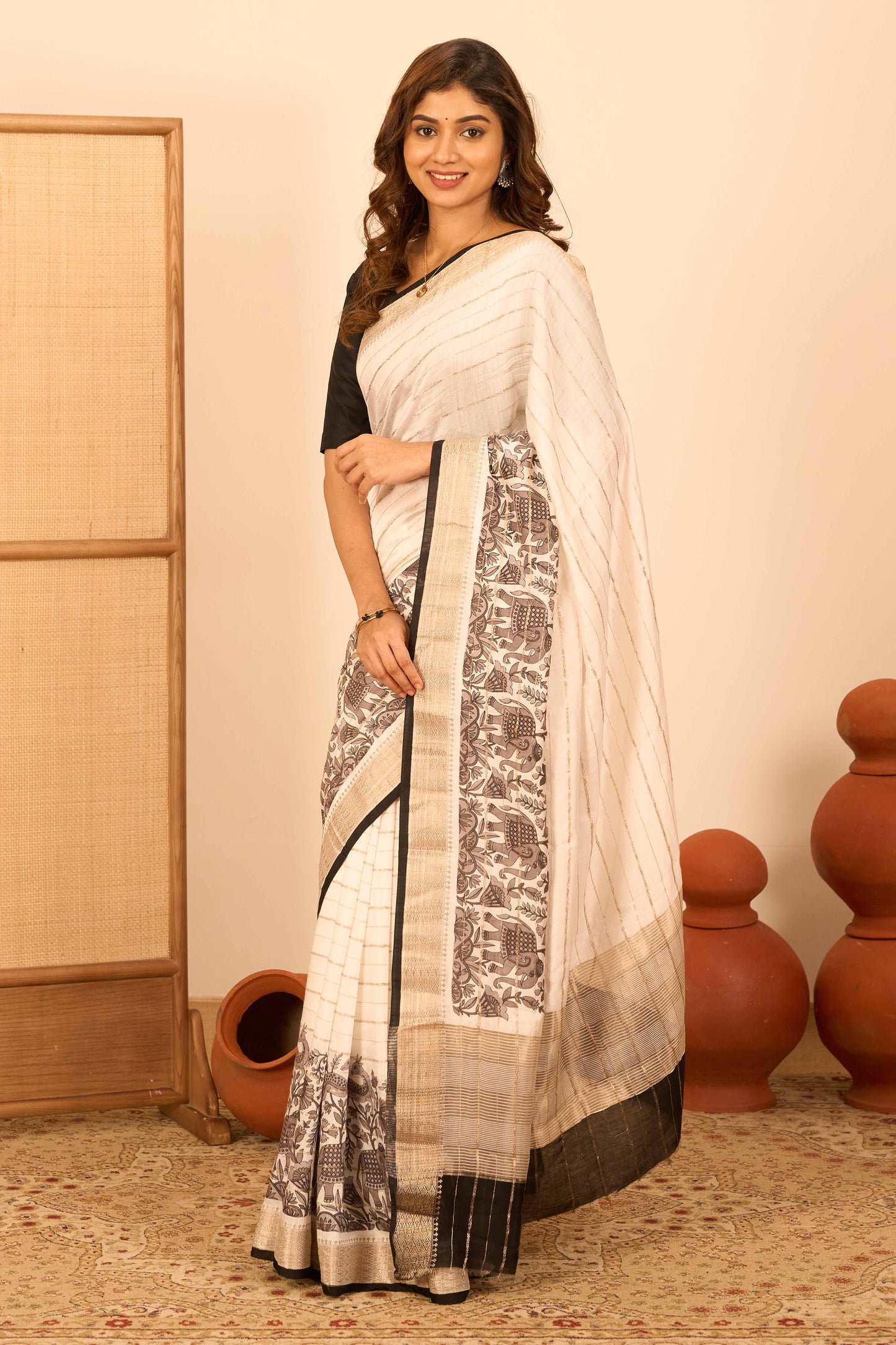 Kalamkari saree with paring blouse