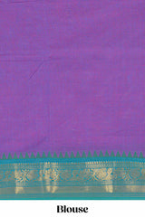 Lavender Chettinad cotton saree with elegant pallu design