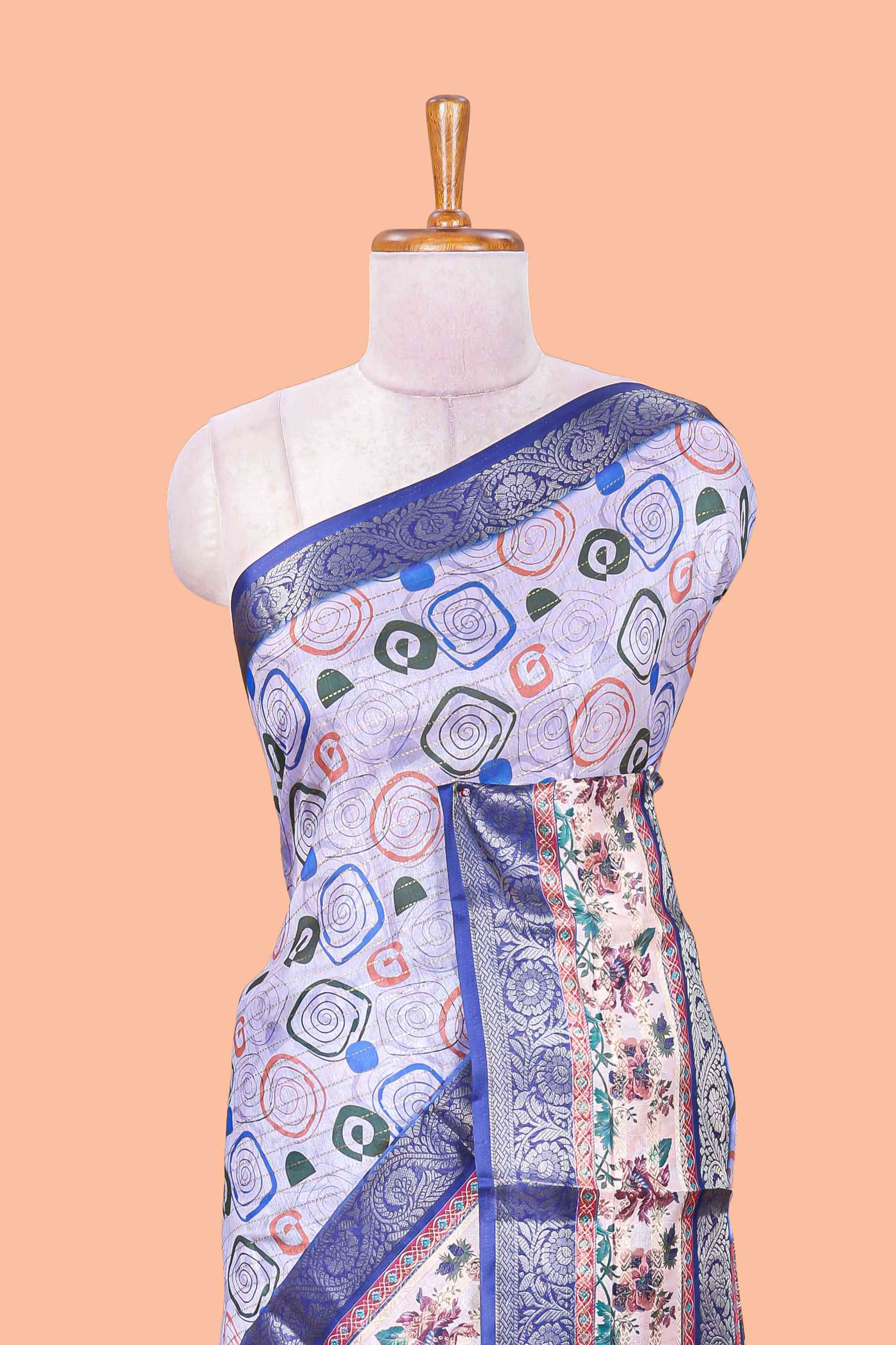 Lavender art silk retta petta saree