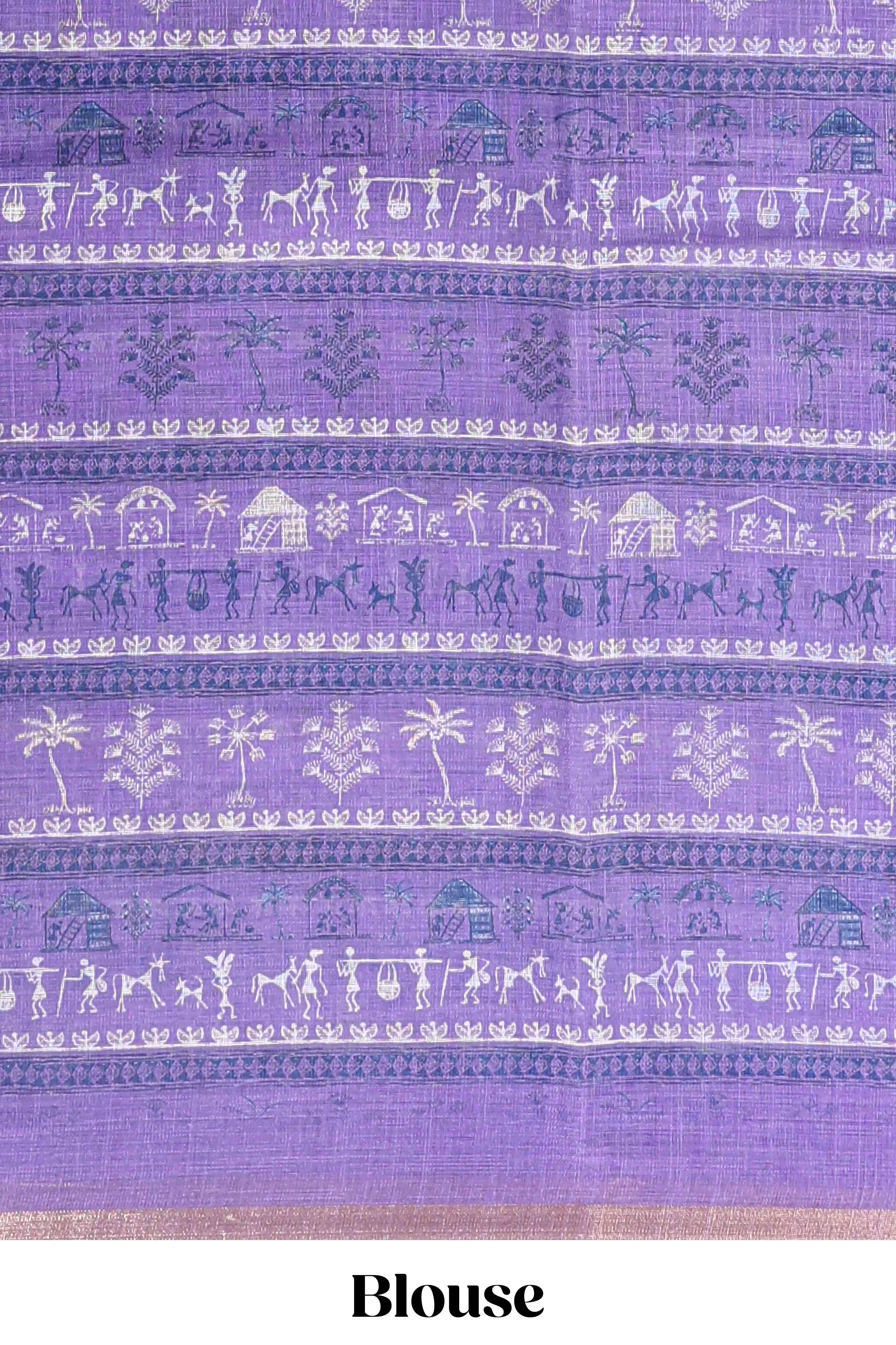 Lavender casual linen saree
