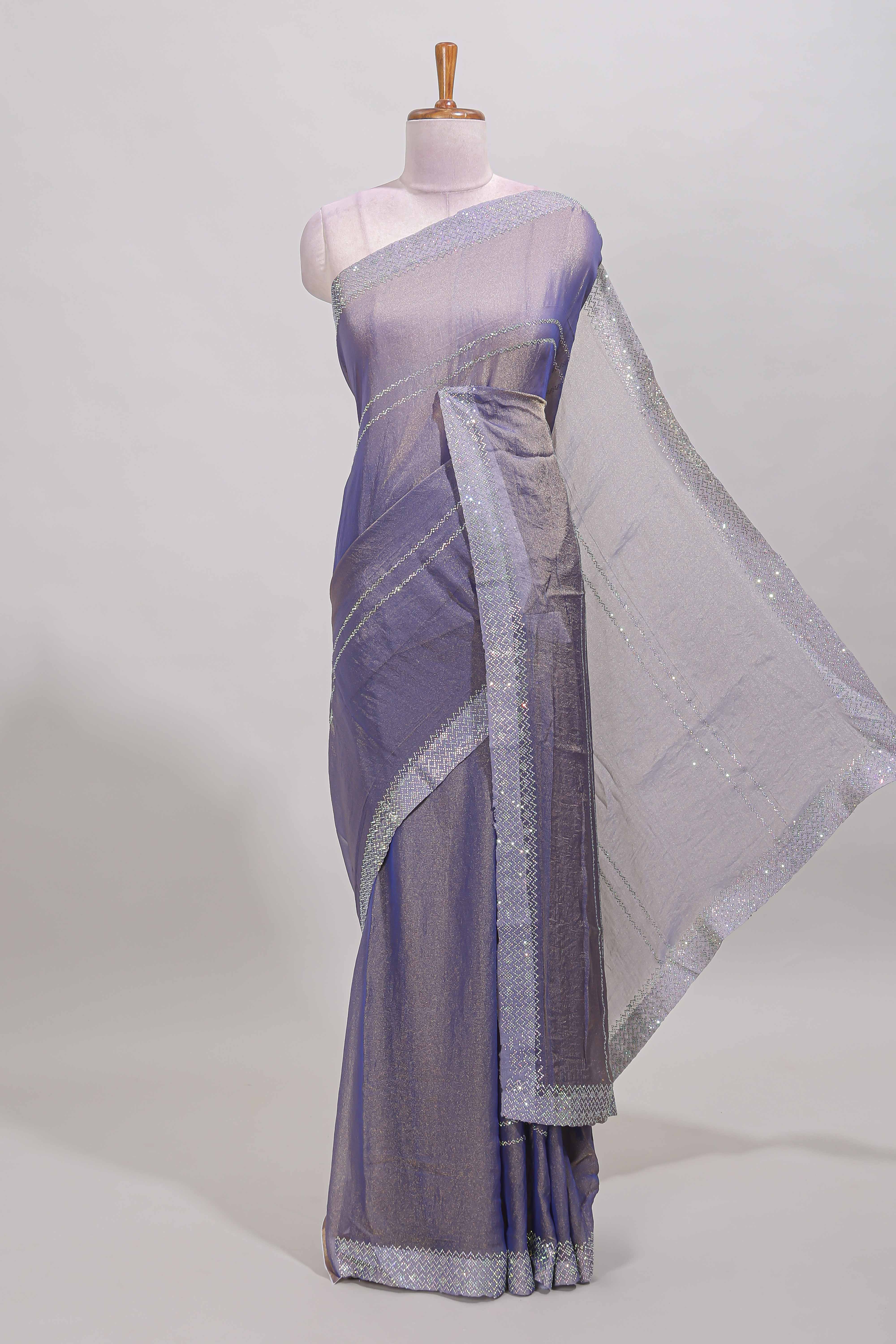 Lavender chamki designer saree