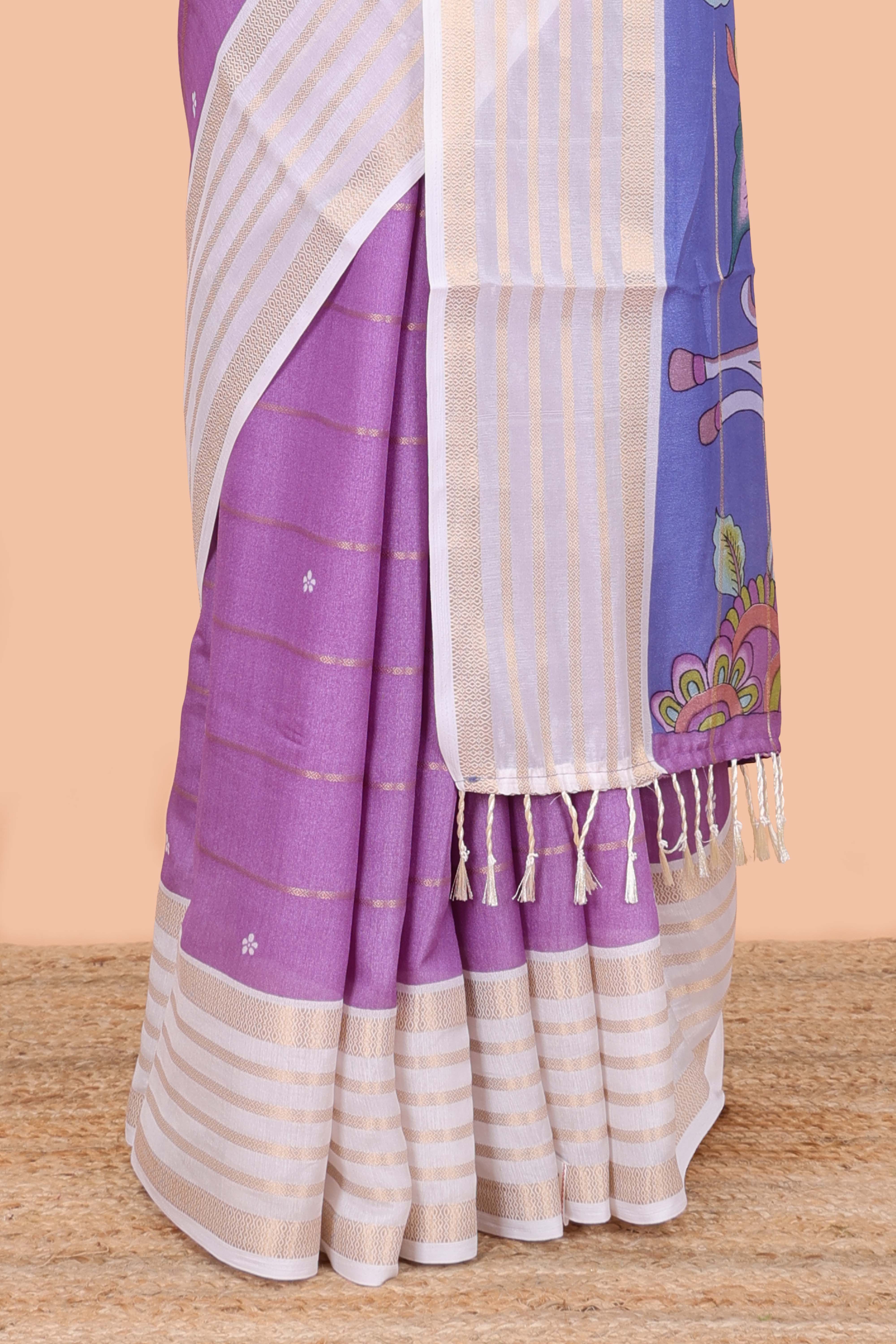 Lavender chiffon elegant saree