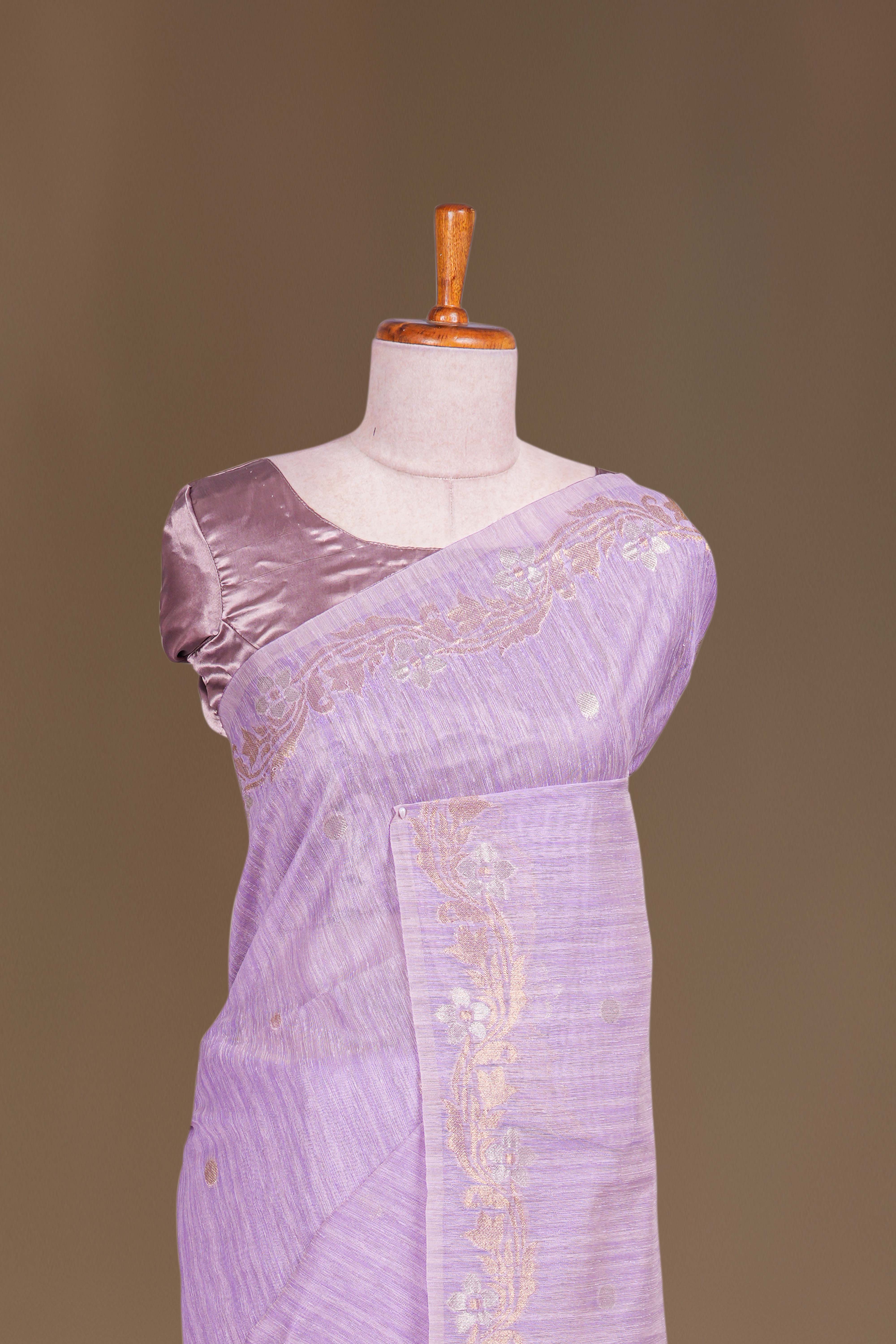 Lavender festive woven saree