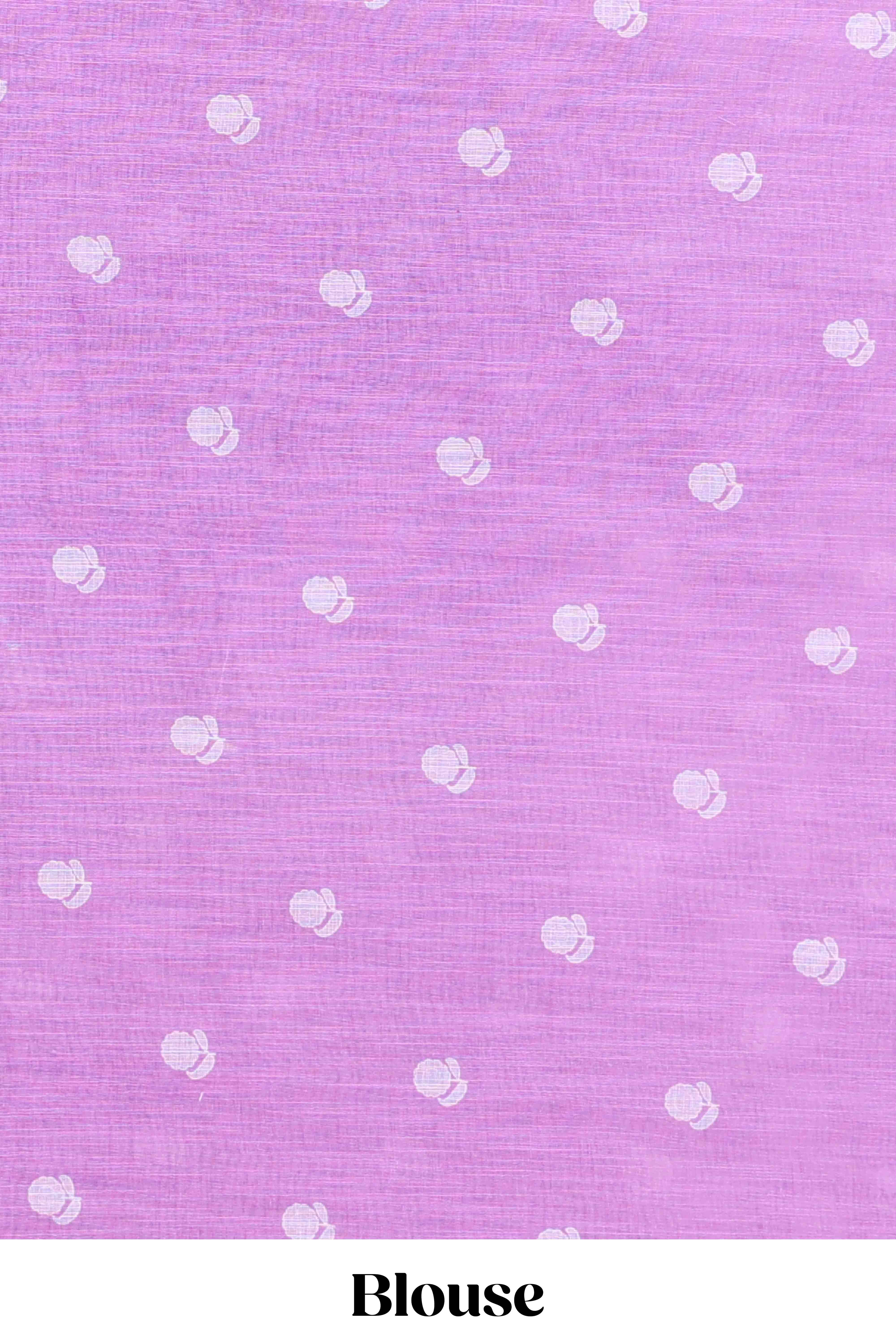 Lavender handwoven linen cotton saree