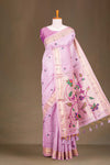Lavender munga cotton floral saree
