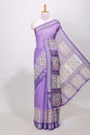 Lavender printed linen cotton saree
