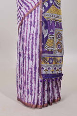 Lavender printed pallu saree