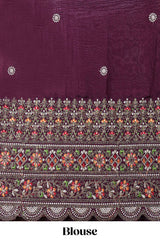 Lavender satin crepe elegant saree