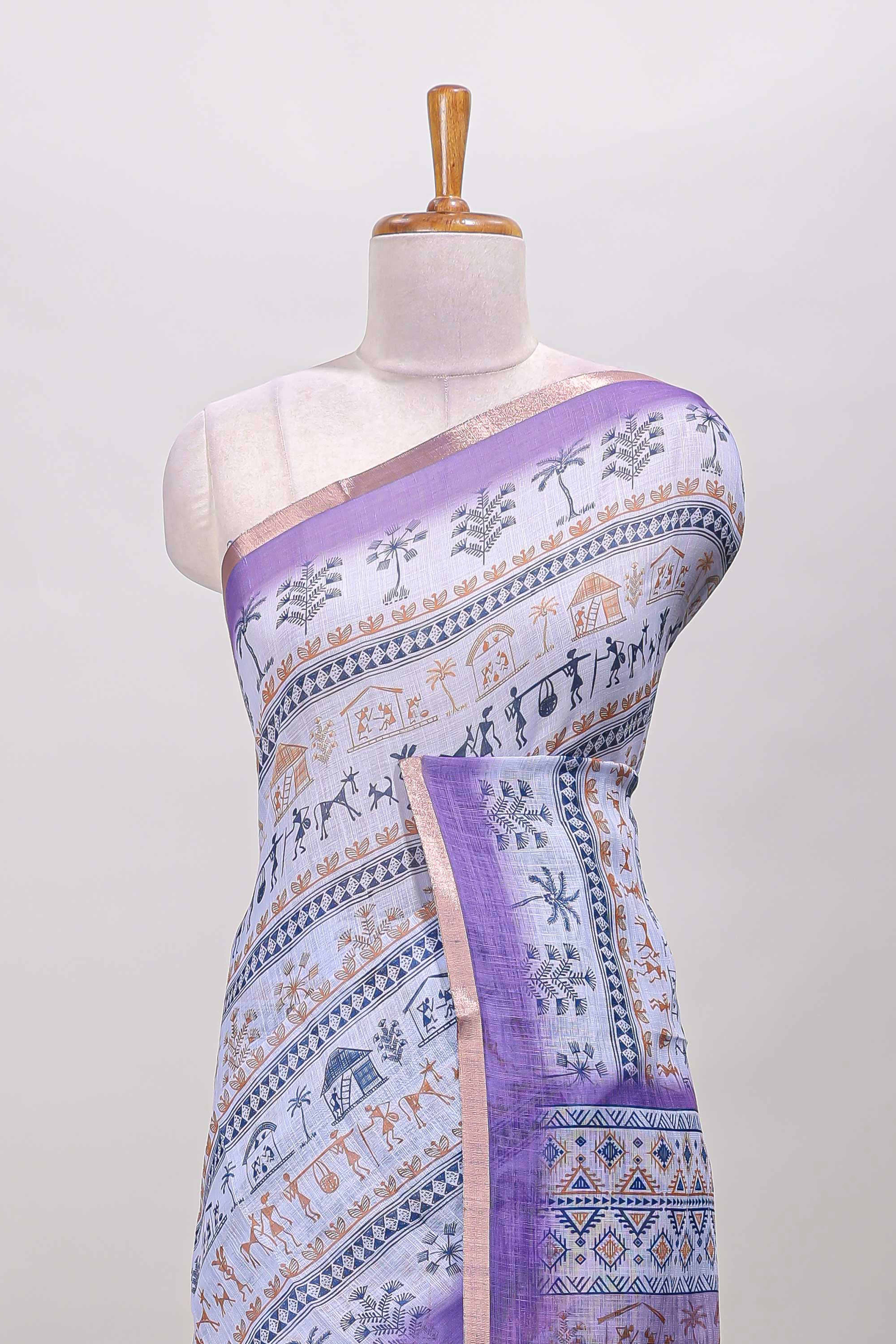 Lavender self zari border