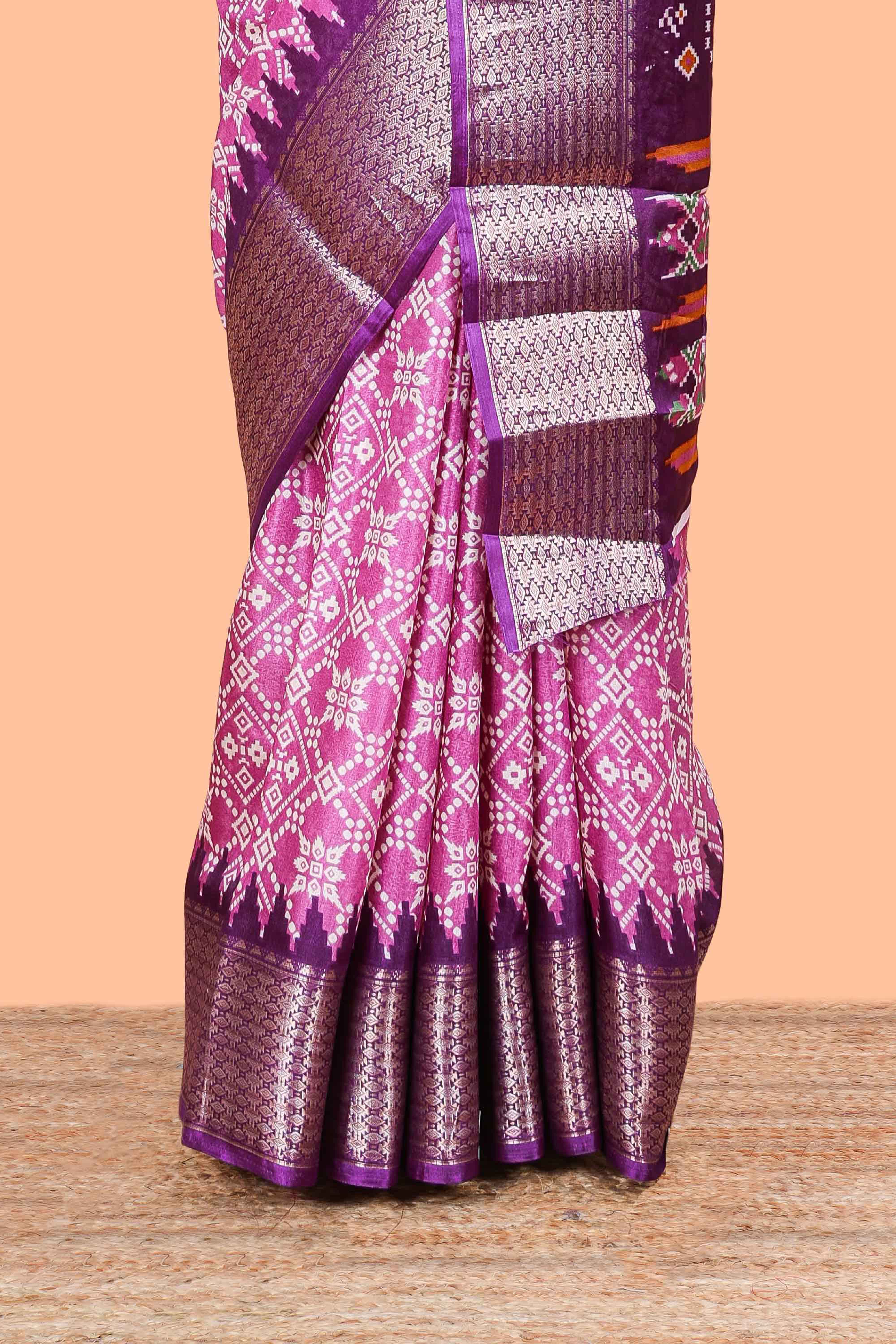 Lavender semi dola traditional saree