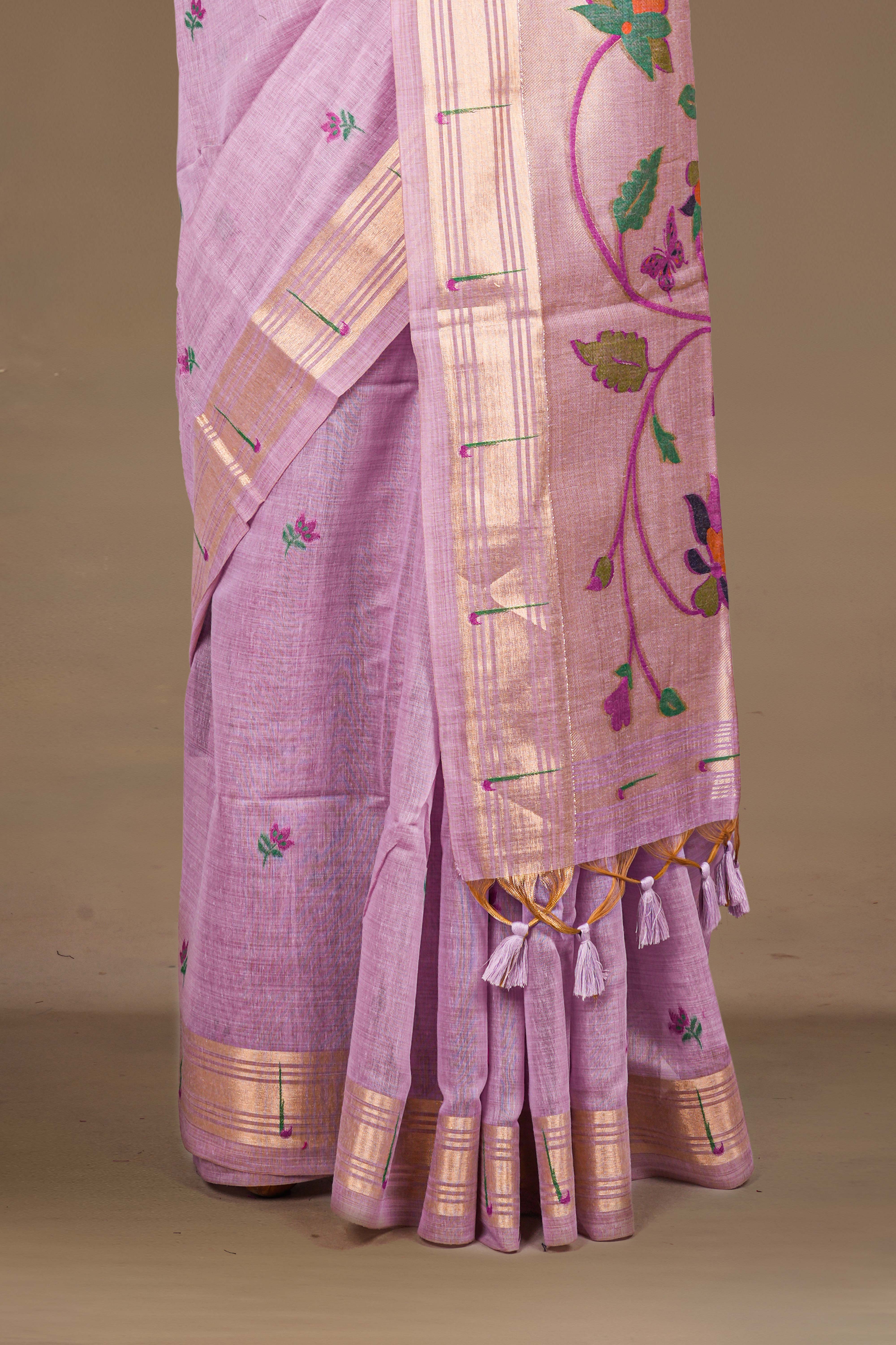 Lavender soft cotton saree