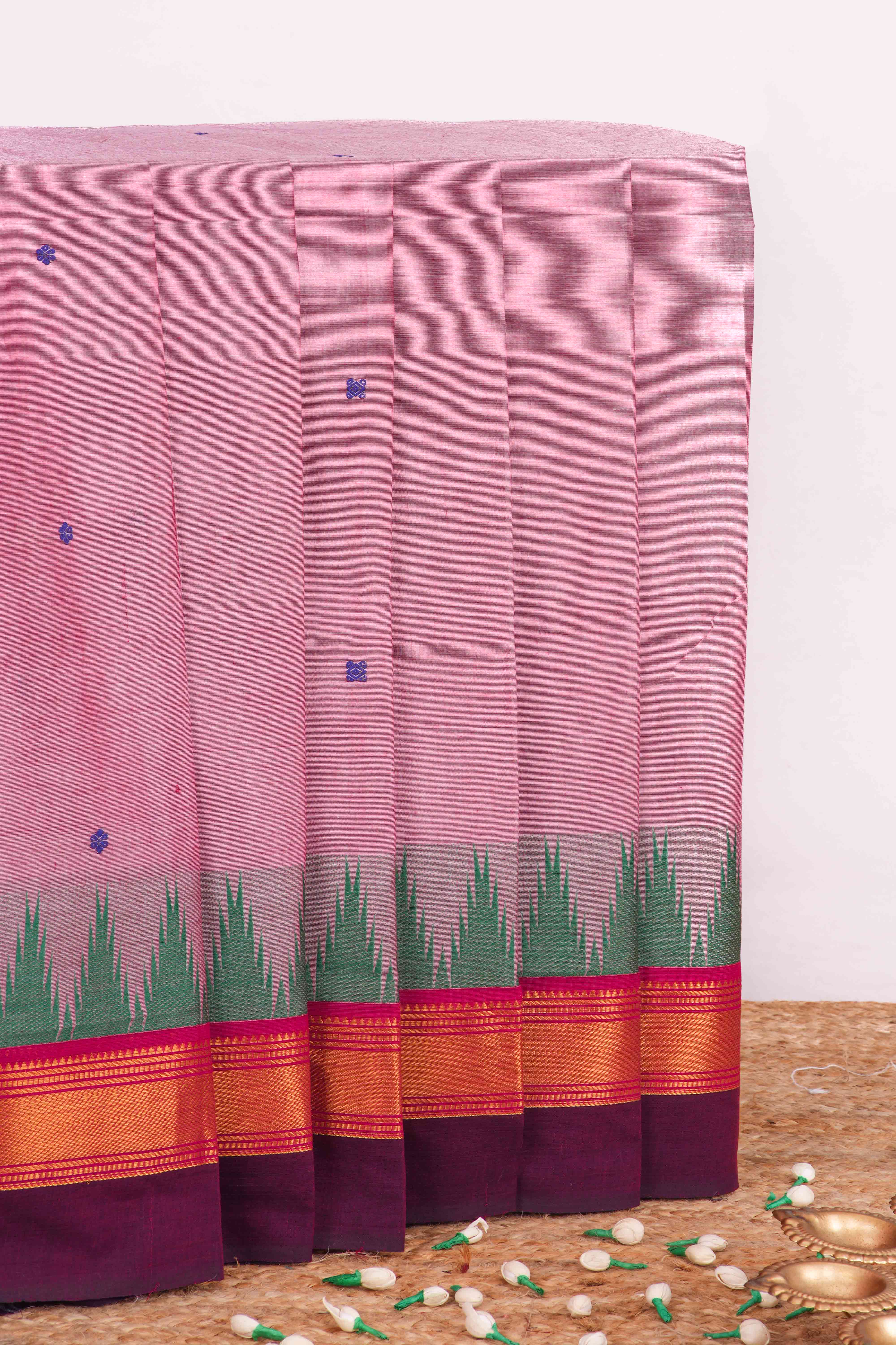 Lavender thread butta chettinad cotton saree