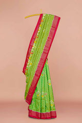 Leaf green ikkat silk