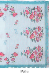 Light blue festive linen saree