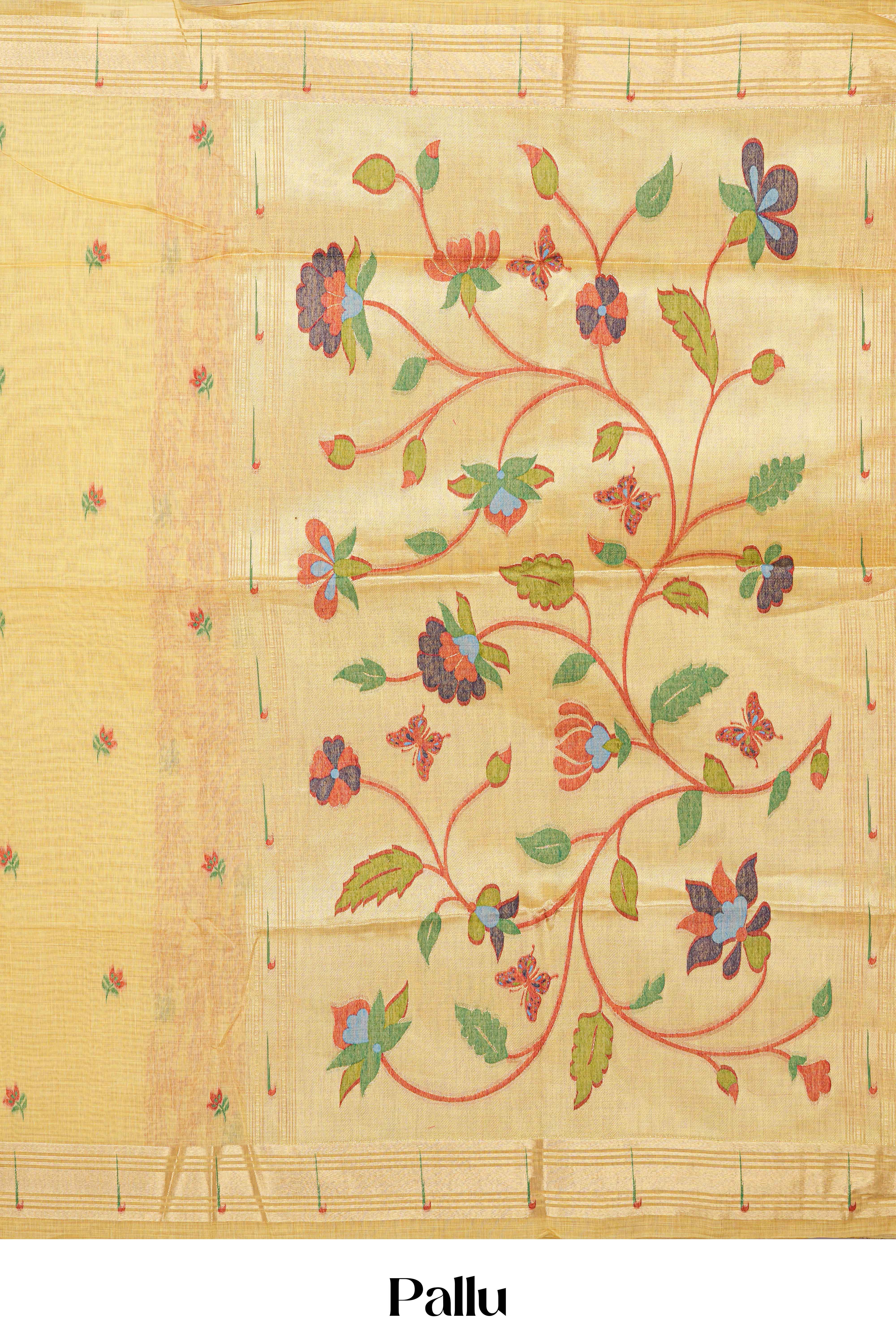 Light yellow elegant woven saree