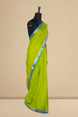 Lime green silk saree