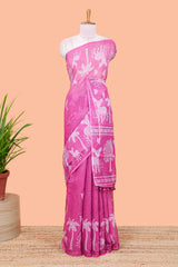 Linen cotton saree in pink shade