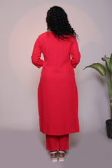 Pink plain 3/4 slevee salwar suit with matching pant and printed dupatta