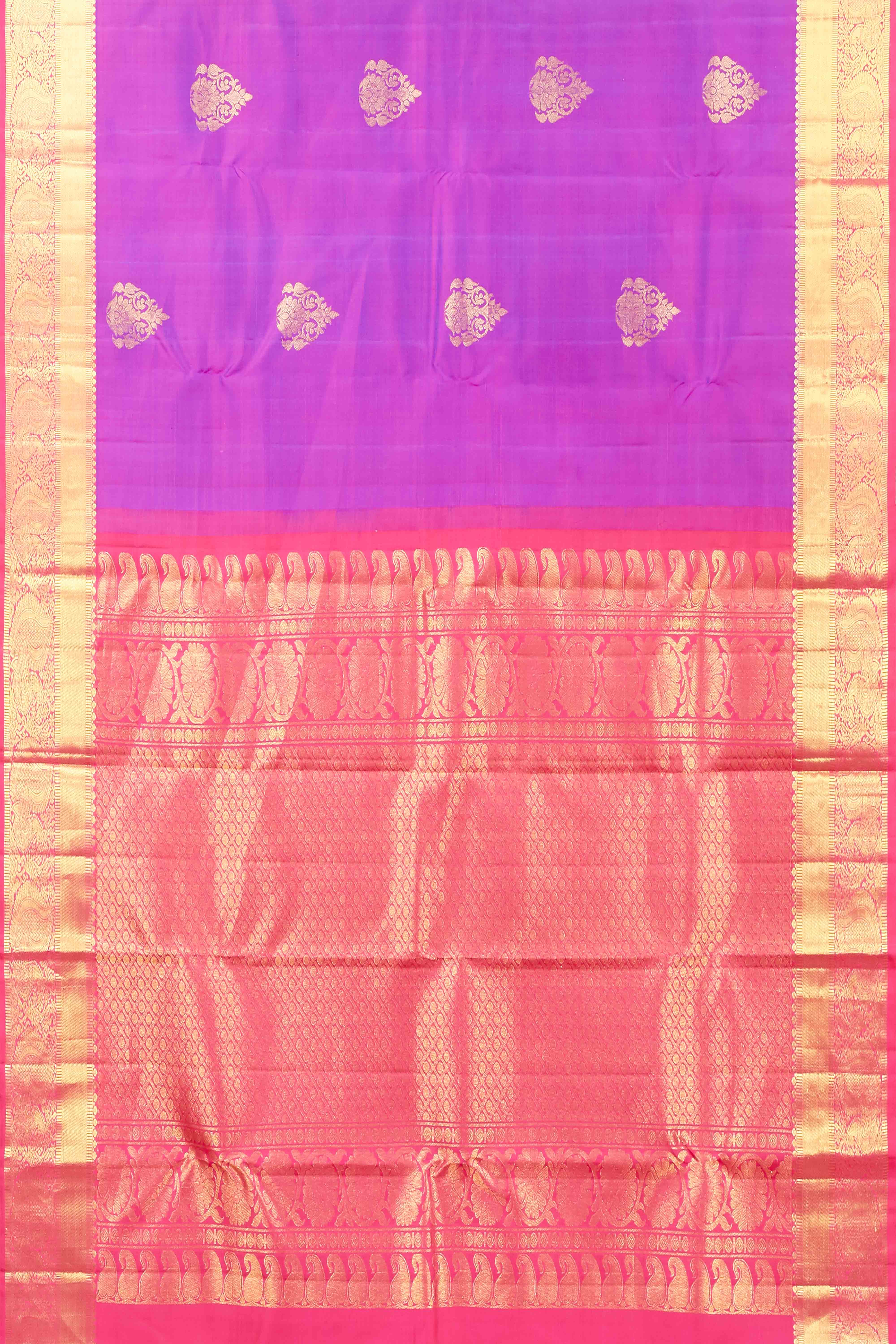 Magenta pink border silk saree