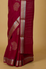 Maroon art silk jacquard border saree