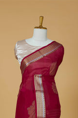 Maroon art silk plain saree