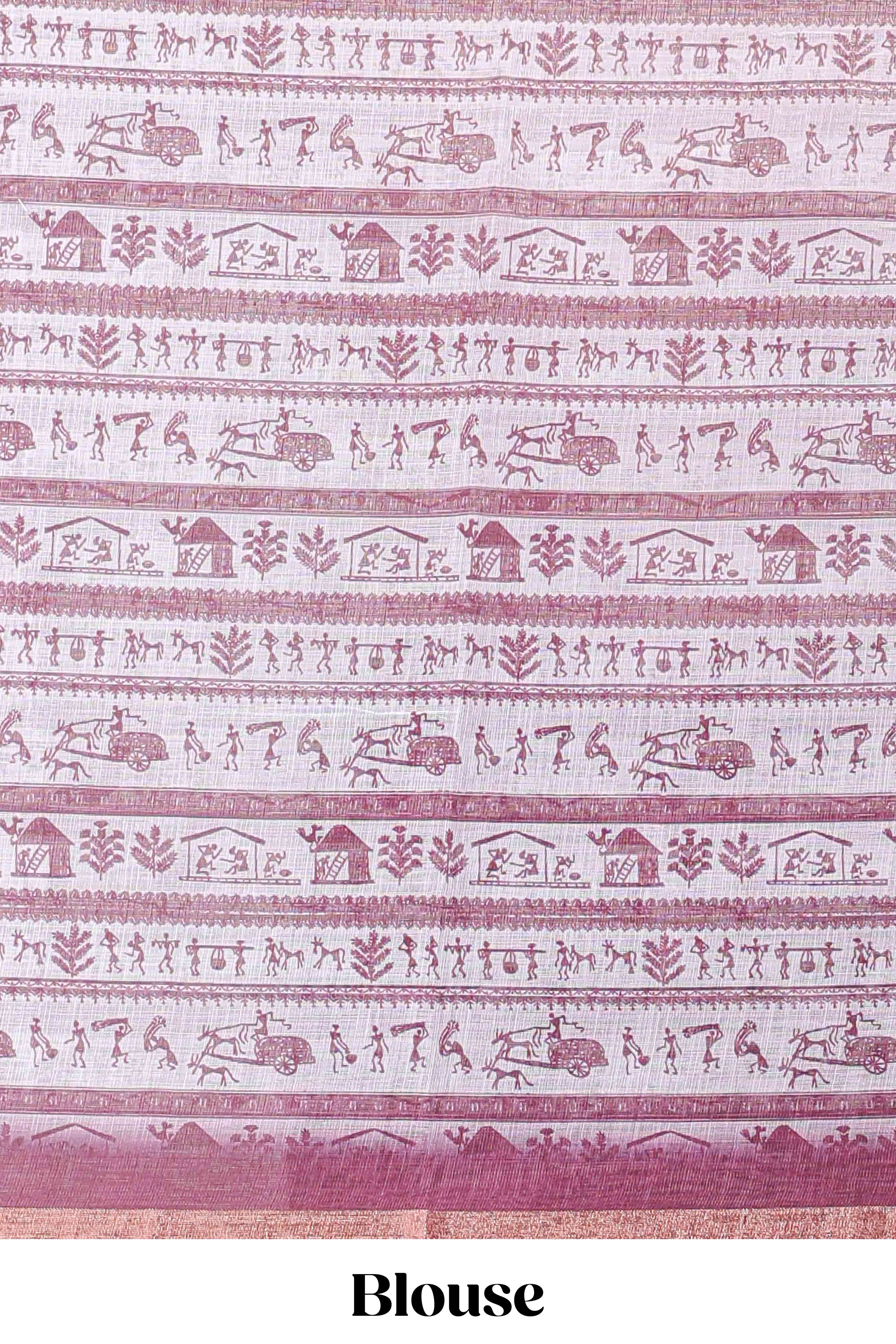 Maroon casual linen saree