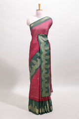 Maroon dola silk floral motif saree