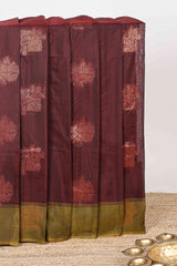 Maroon floral butta kanchi cotton saree
