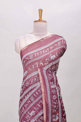 Maroon self zari border