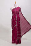 Maroon zigzag stripe saree