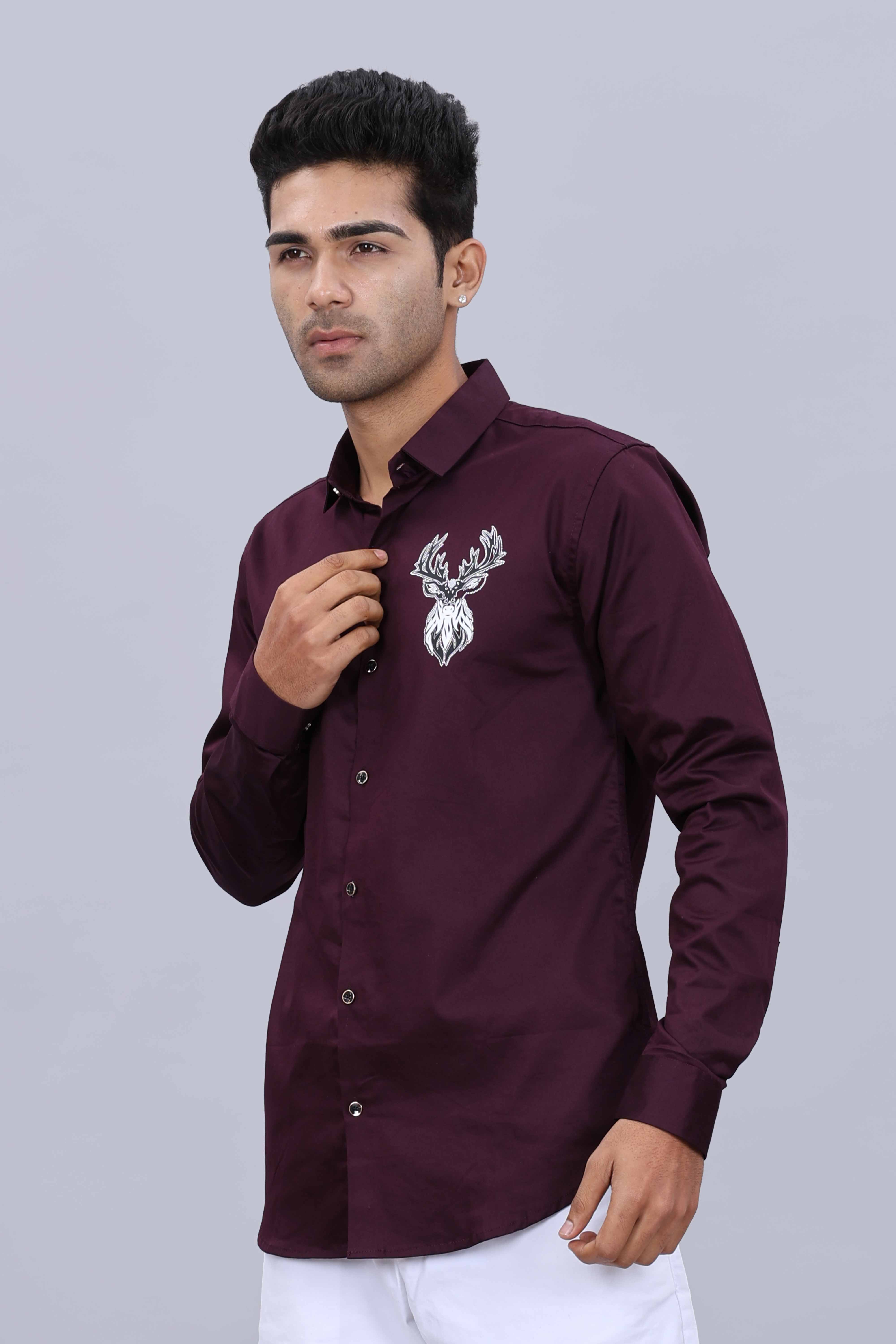 Mens satin printed shirt