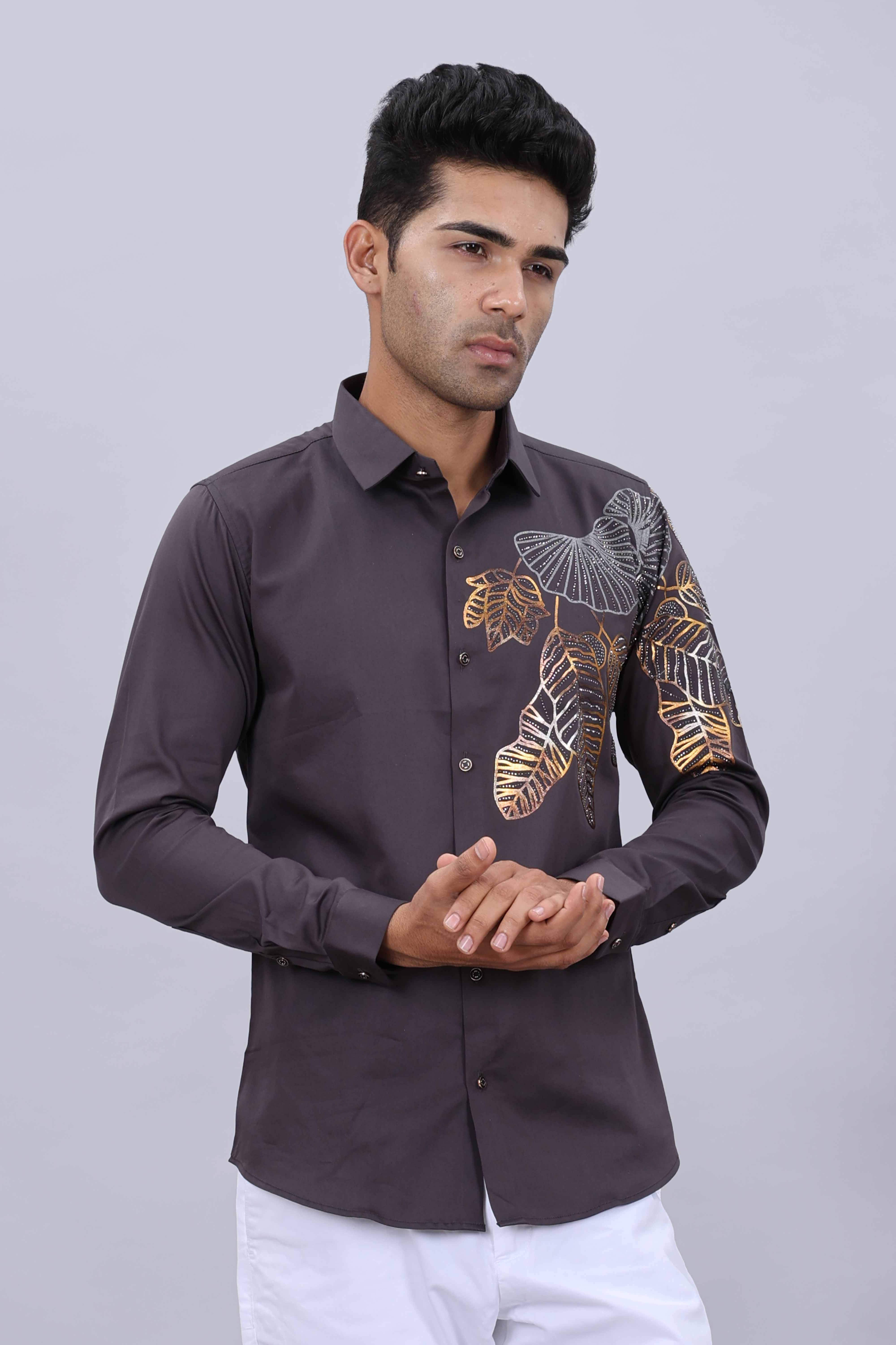 Mens satin slim shirt