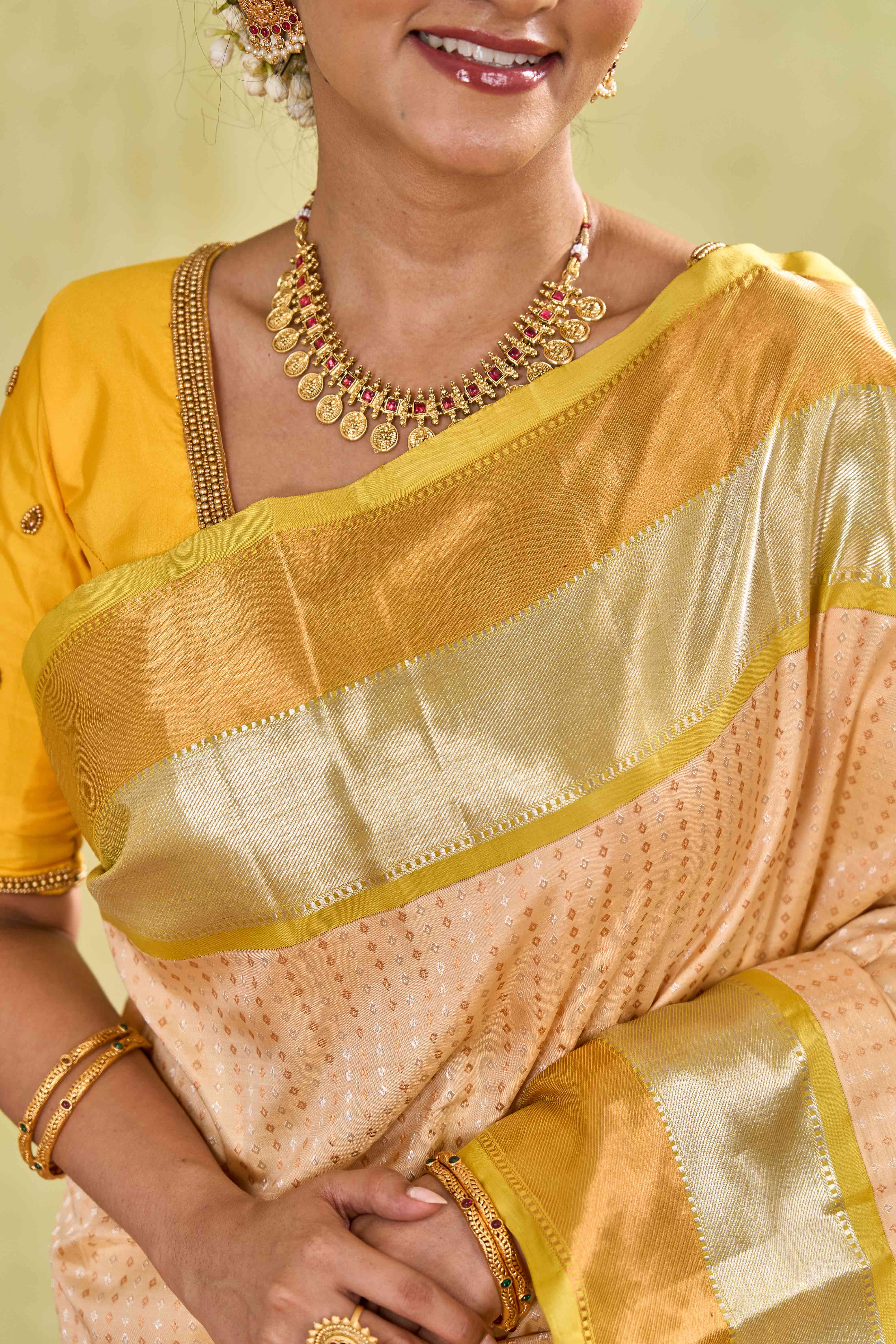 Mint jacquard silk saree