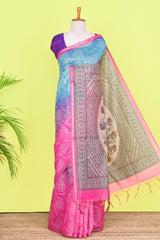 Multi color chanderi cotton saree